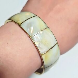 Vintage Brass with Mother of Pearl Inlay Bangle